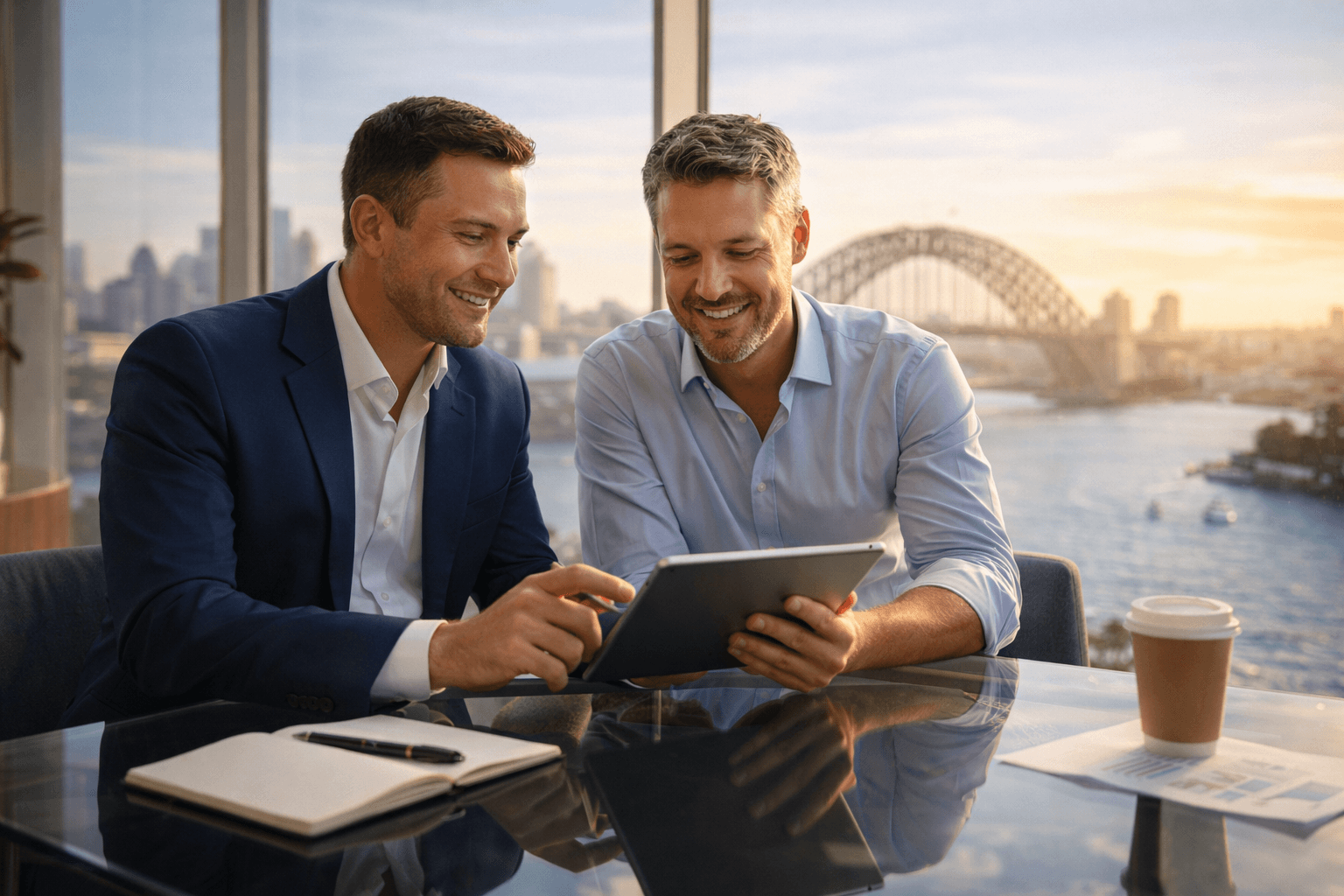 Professional financial advisor discussing growth strategy